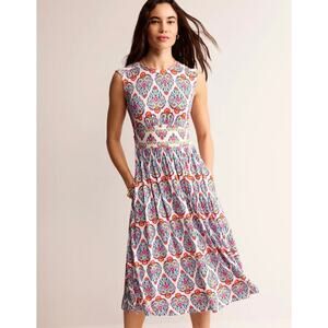 Boden Thea Sleeveless Midi Dress-Multi Floral paisley Stamp